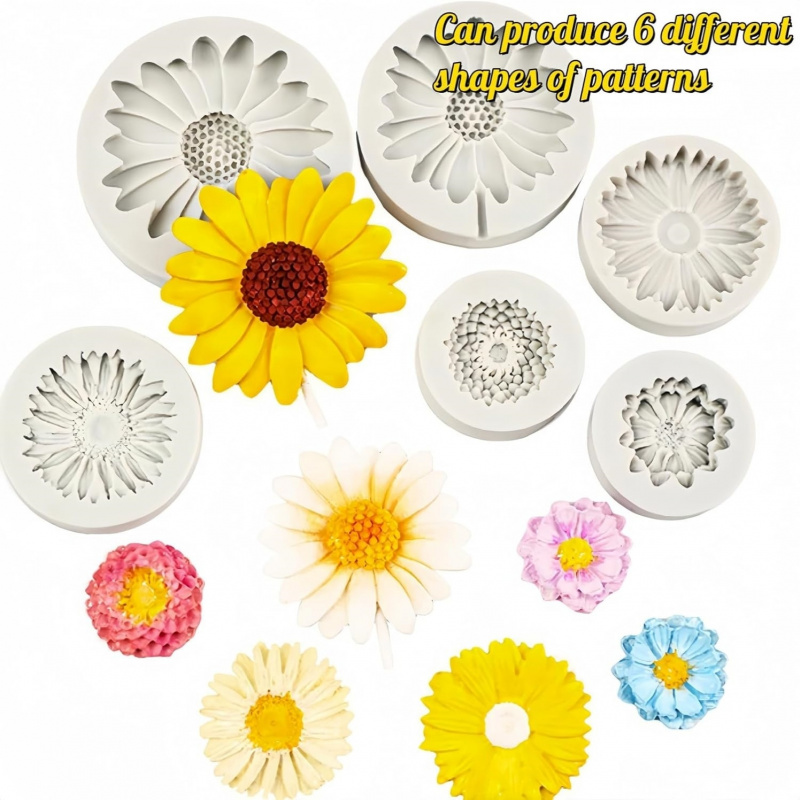 6 Pieces，Sunflower Daisy Silic - огляд і ціна Soap Making Silicone Molds