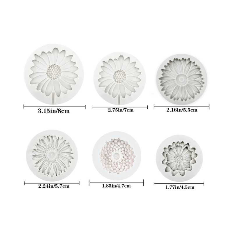 6 Pieces，Sunflower Daisy Silic - огляд і ціна Soap Making Silicone Molds
